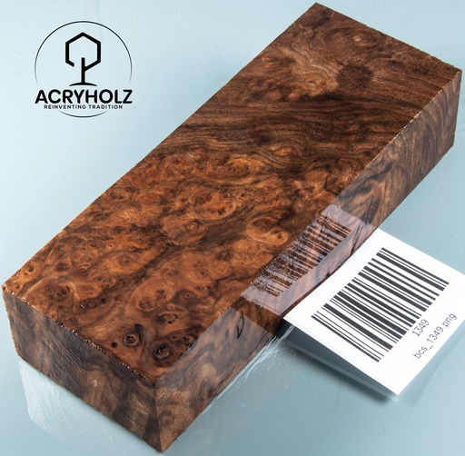 [1349] Walnuss Griffblock stabilisiert | 130x50x30 | plexiholz | 1349