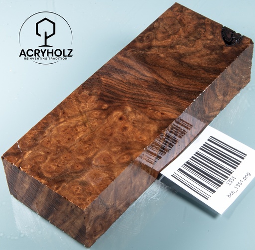 [1351] Walnuss Griffblock stabilisiert | 130x50x30 | acryholz | 1351