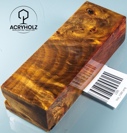 [1385] Pappel Maser stabilisiert Griffblock | 140x50x35 | ACRYHOLZ| Messergriff 1385